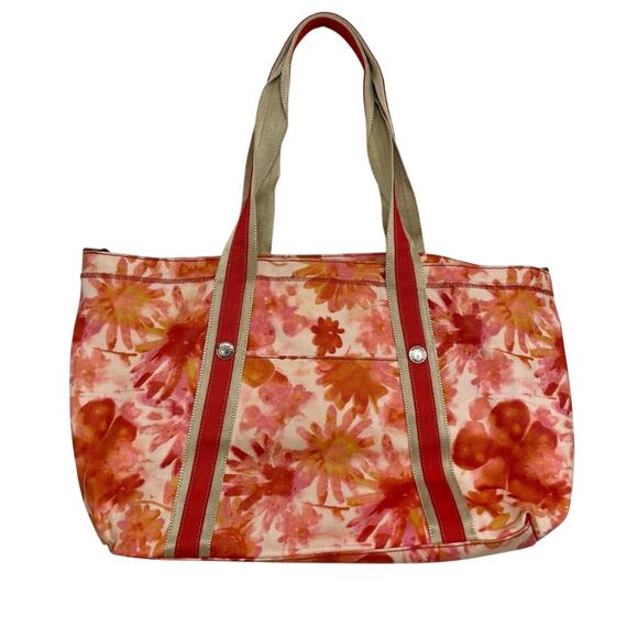 Amazon.com: Orange Floral Canvas Tote Bag for Women Large  J Jill Orange Red Floral Canvas Tote Handbag Fall Shoppers Classic Shoulder Bag